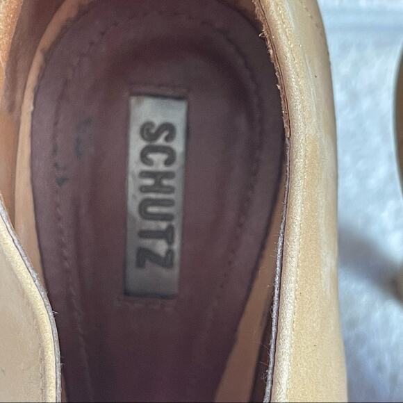 Schutz Women's Tan Nubuck Leather Lace Up Peep Toe Stiletto Bootie Shoes Size 7 - Picture 7 of 10